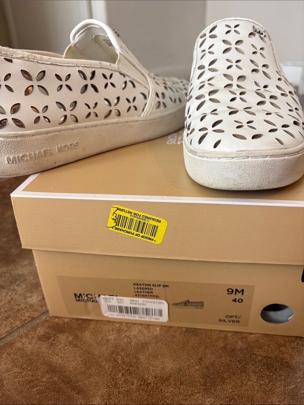 Michael Kors White Laser-Cut Slip-On Sneakers - Picture 2 of 3